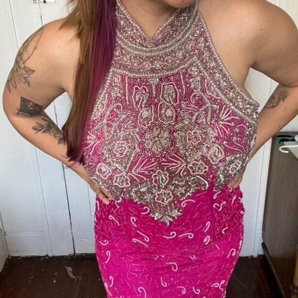 Dresses & Skirts - Vintage Pink Beaded Gown